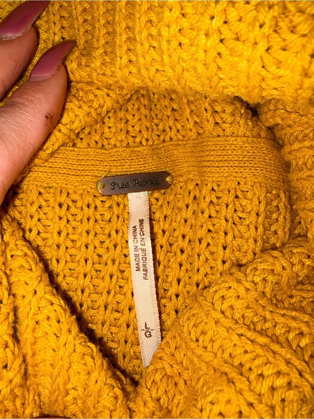 Women's Mustard Yellow Knit Sweater from Free People.